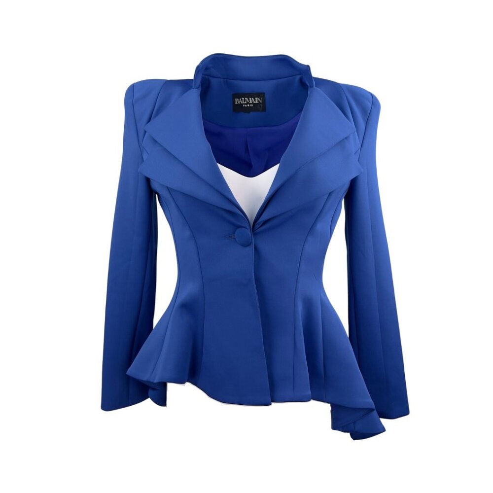 Blue Asymmetrical Stretchy Blazer